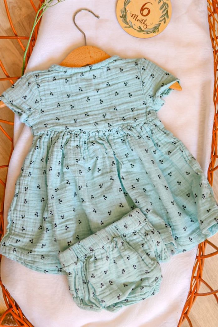 Robe et bloomer bleu pastel cerises, Orchestra, 6 mois - photo numéro 5