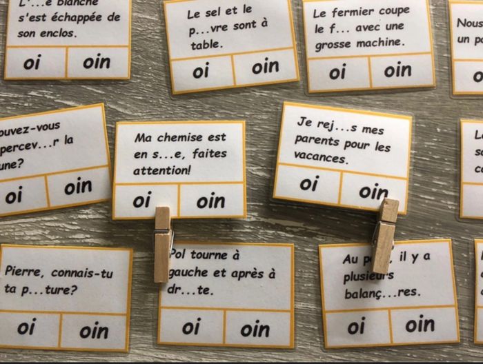 Jeu cartes à pinces sur le son -oi -oin - photo numéro 5