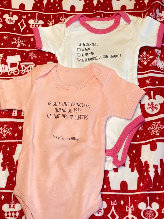 Lot de 2 body bébé fille MC 3-6 mois