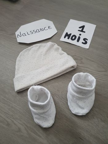Chaussons  bonnet naissance 1mois