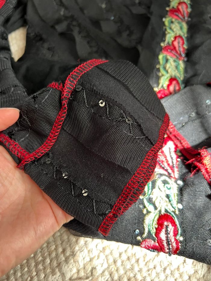 Blouse broderies sequins coutures visibles Goth Whimsigoth vintage made in France 🇫🇷 90s - Taille M - photo numéro 8