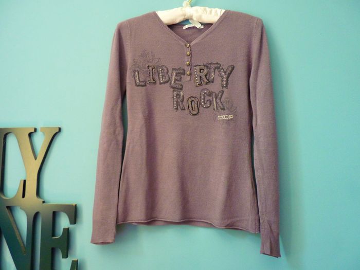 Pull fin Fille 14 ans DDP TBE liberty rock manches longues