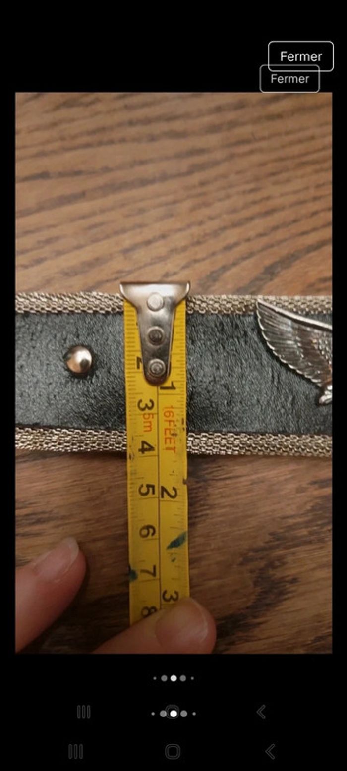 Ceinture en métal/cuir/aigles ajustable 80/90cm - photo numéro 14