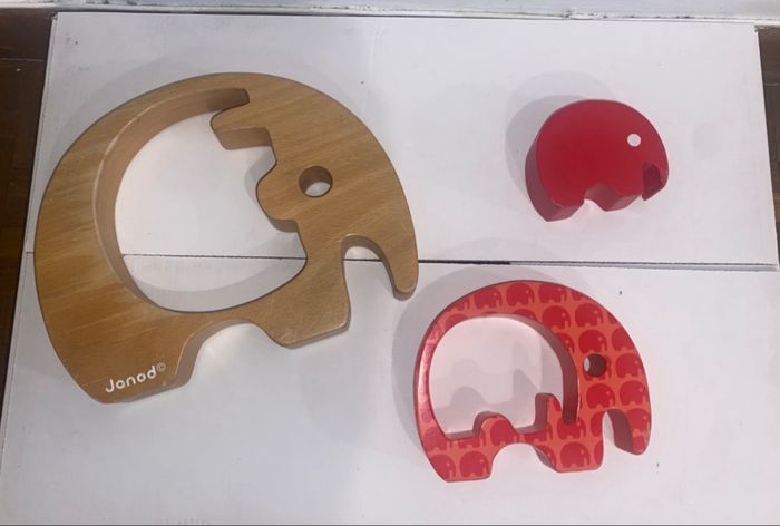 Puzzle bois éléphant encastrement 3 pièces Janod - photo numéro 2