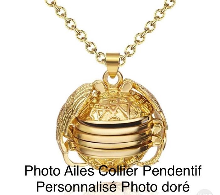 Collier doré à personnaliser photos