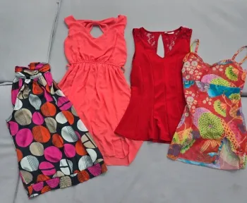 Lot vêtements taille s 36 38 camaieu femme colorés rouge corail rose imprimé