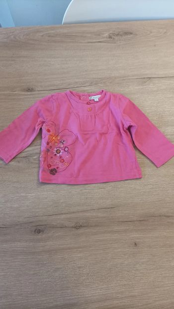 T-shirt longues manches rose U 9 mois