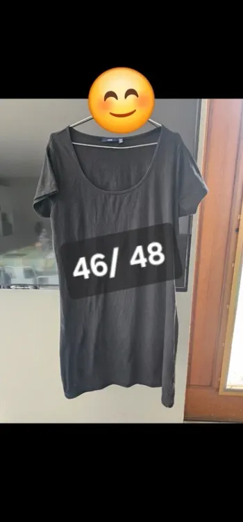 Tee-shirt long / robe Tee-shirt 46/48 noir femme grande taille