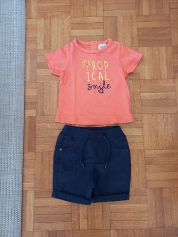 Ensemble garçon short + t-shirt 12 mois