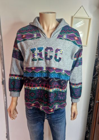 Pull Polaire Harbour City Gris/Multicolore Vintage Taille S Homme Sweat