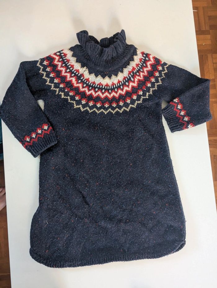 Robe pull Cyrillus jacquard en laine 3 ans