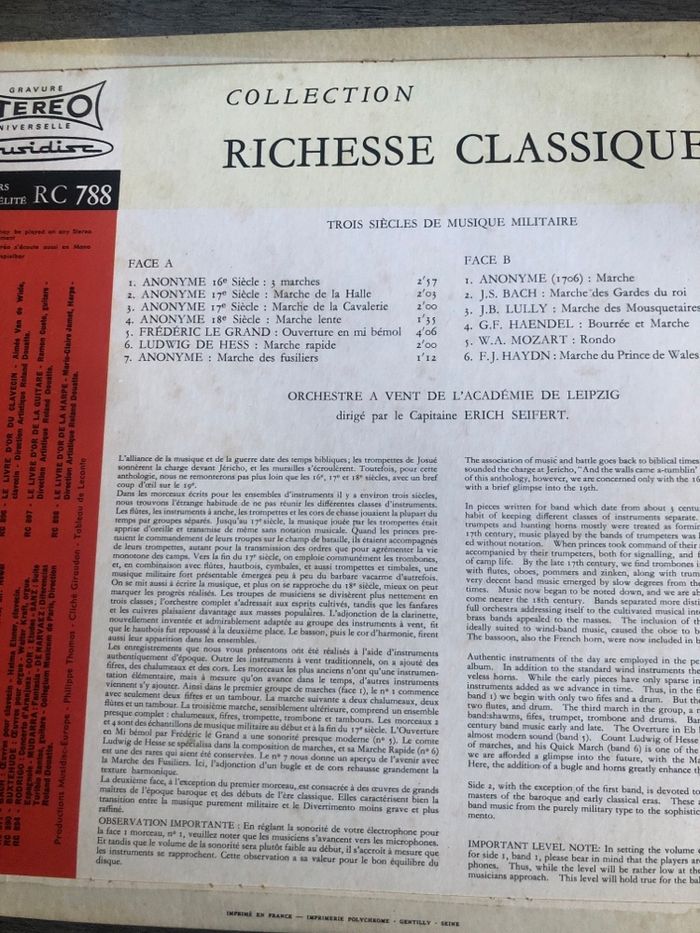 Vinyle 33t 3 siècles de musique militaire - photo numéro 2