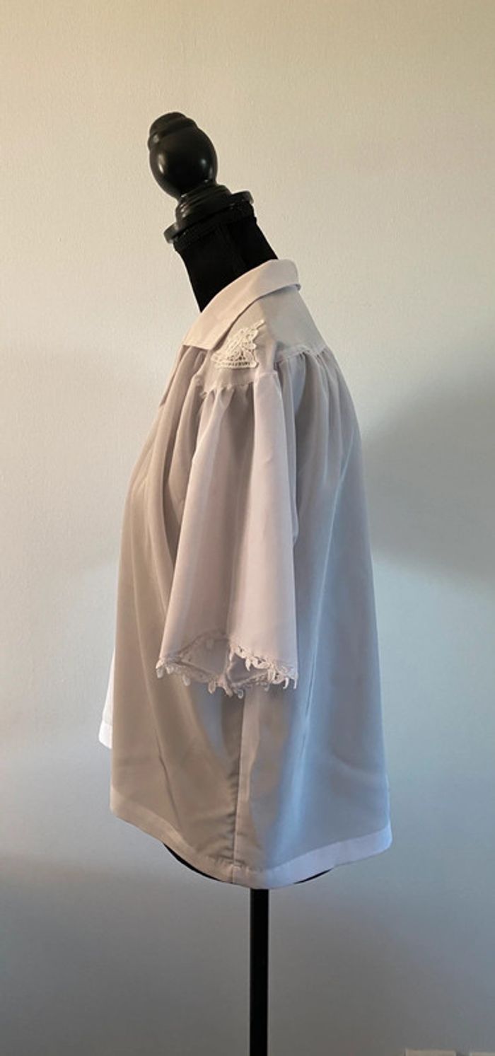 Chemise blanche vintage avec dentelle style broderie taille M - photo numéro 5