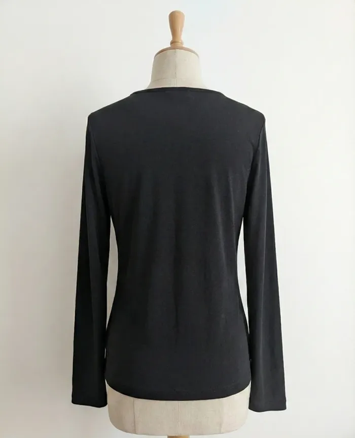 Top noir manches longues détails col – Suzanne Taylor – Taille S - photo numéro 2