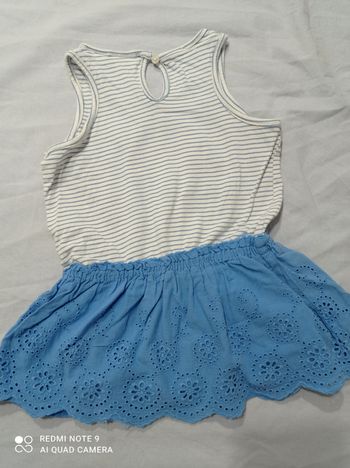 robe bleue et blanche de Zara 12/18 mois ref R45 C3