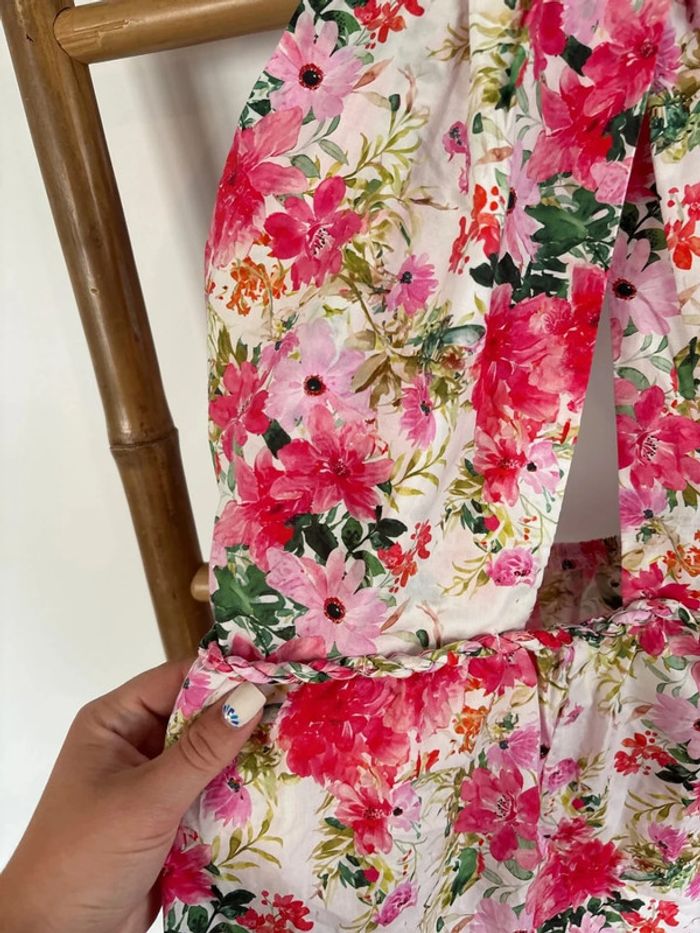 Jolie Combi short à fleurs rose et blanche Kilky taille S/M neuve avec étiquette - photo numéro 8