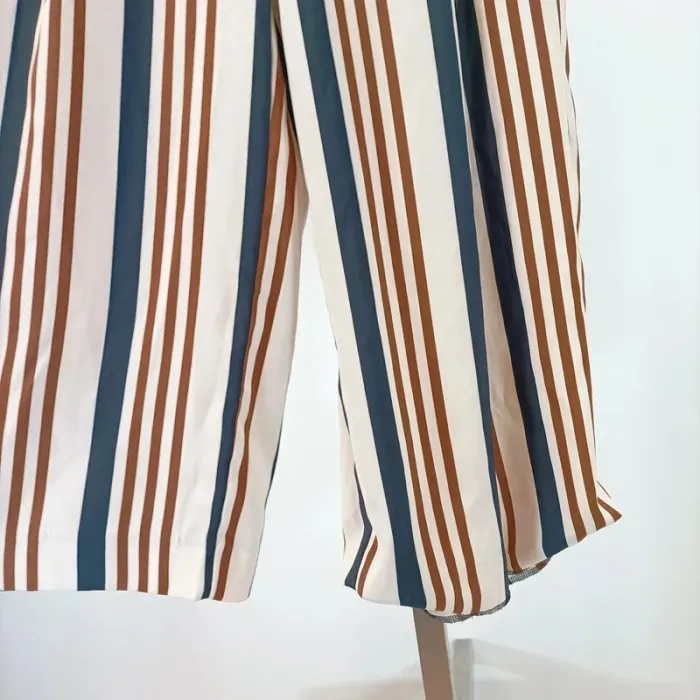 Pantalon Palazzo à rayures noires et marron, boutons à l'avant - XS Zara - A317 - photo numéro 3