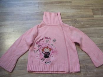 Gilet grosse maille asymétrique rose Charlotte aux Fraises (1) 5 ans/108 cm