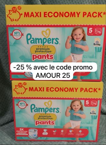 Deux cartons de couches Pampers taille 5 preuim 