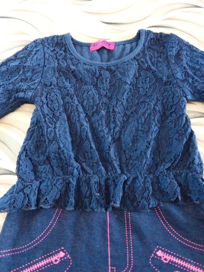 Robe tunique style jeans et dentelle 4 ans Shialy - photo numéro 4