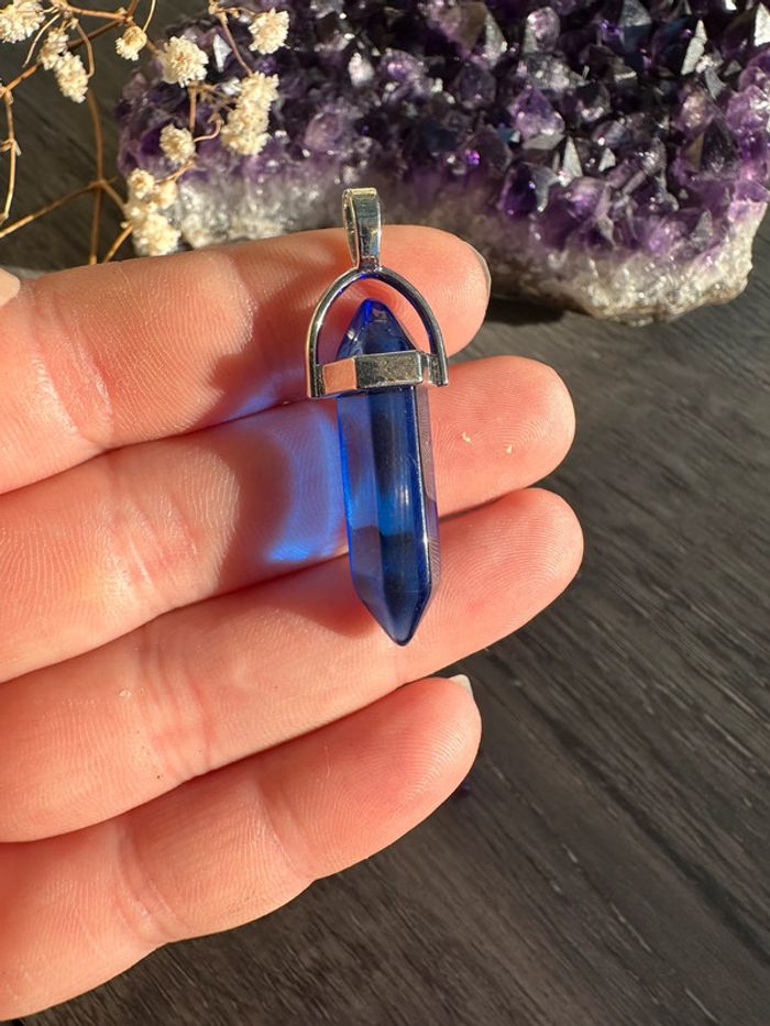 Pendentif pendule en cristal bleu - pierre naturelle - photo numéro 5