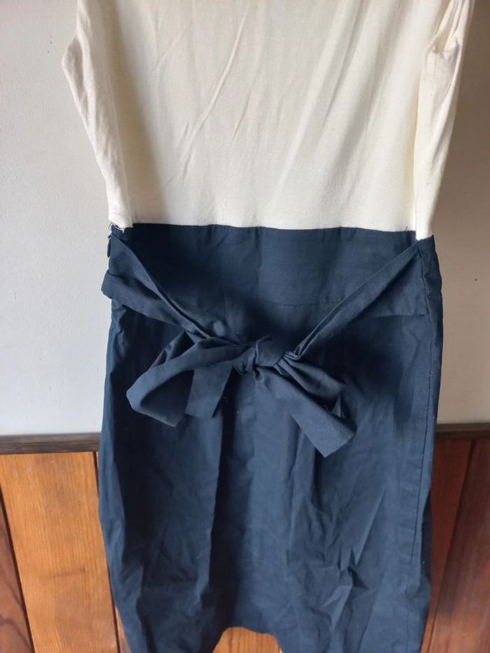 Robe bi-matière bleu/blanc - photo numéro 4