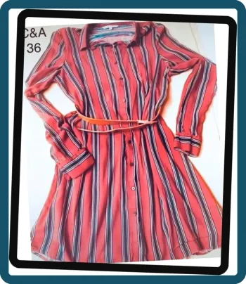 Très belle robe chemise à rayures 100% viscose C&A en T.36