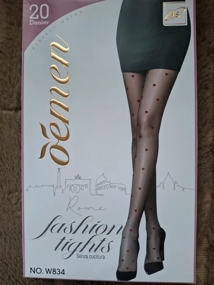 Collant fantaisie cœur rouge