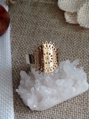 Bague fleur de vie réglable en acier inoxydable