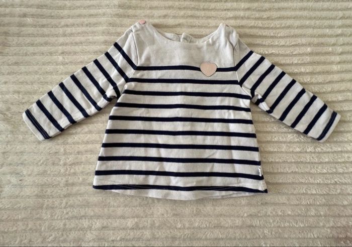 Pull Marinière  - fille - Obaïbi - 6 mois - super bon état - photo numéro 2