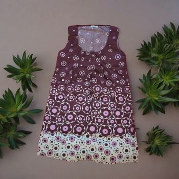 Robe vintage imprimé  fleurs mauve aubergine taille 36