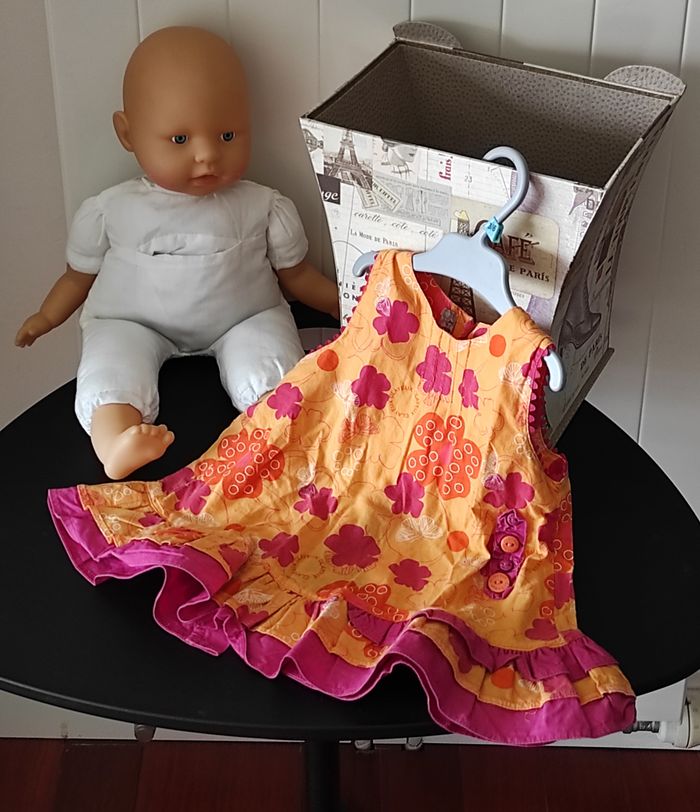 Robe d’été bébé fille 6 mois – fleurs rose/orange - photo numéro 1