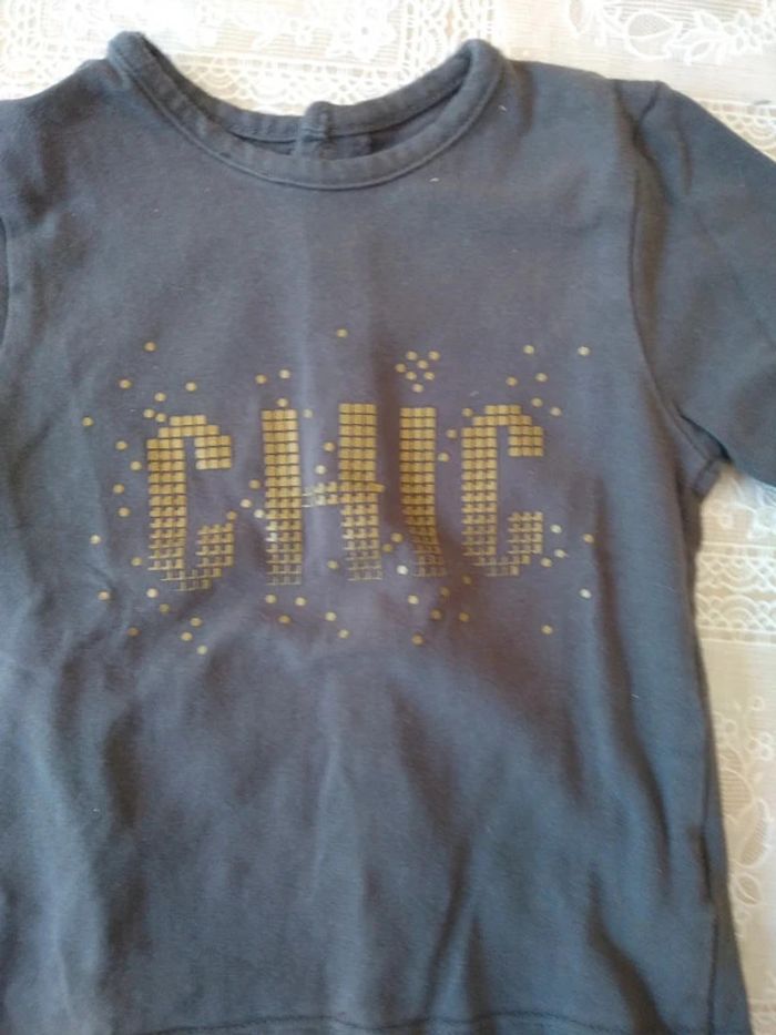 Tee-shirt gris foncé Chic 12 mois - photo numéro 3