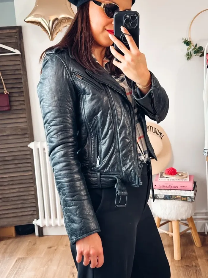 Perfecto cuir The Kooples noir taille 34 - photo numéro 2