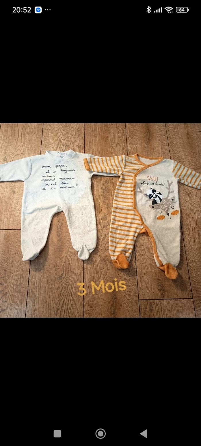 Lot pyjamas velours 3 mois