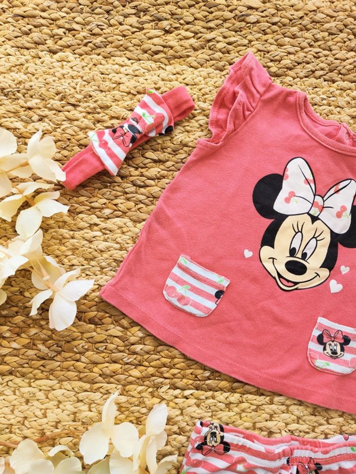 Ensemble printemps pantalon, tee-shirt et bandeau Minnie 12 mois - photo numéro 2