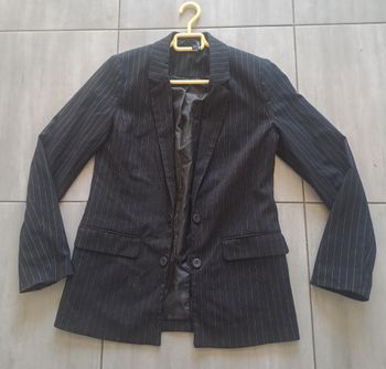 Blazer long noir rayures blanches Kiabi Taille 34