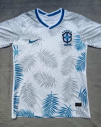 Maillot concept foot Brésil blanc édition Feuilles Tropicales taille M
