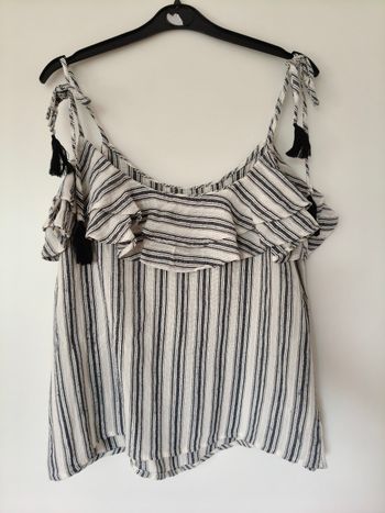 Débardeur femme gris ligné M-L
