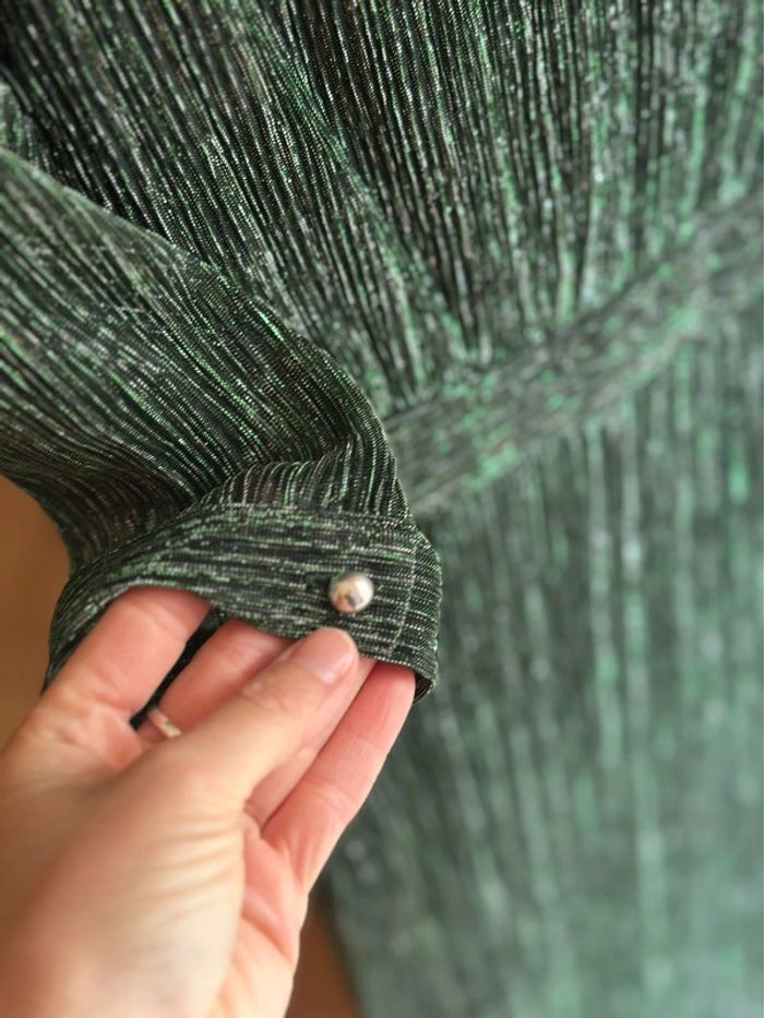Robe longue IKKS vert métallisé – Taille 36 – Neuve étiquette - photo numéro 9