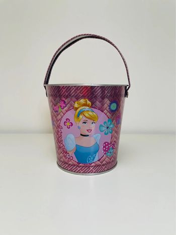 Seau décoratif princesse Disney en métal rose cendrillon ariel belle disney