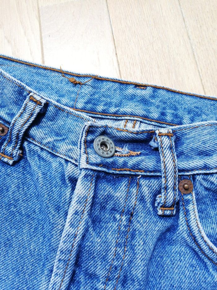 Jeans denim Vintage bleu clair coupe droite bitume taille 40 coton - photo numéro 9