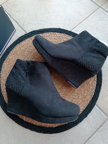 Bottines noires strass daim - pointure 39 - neuves