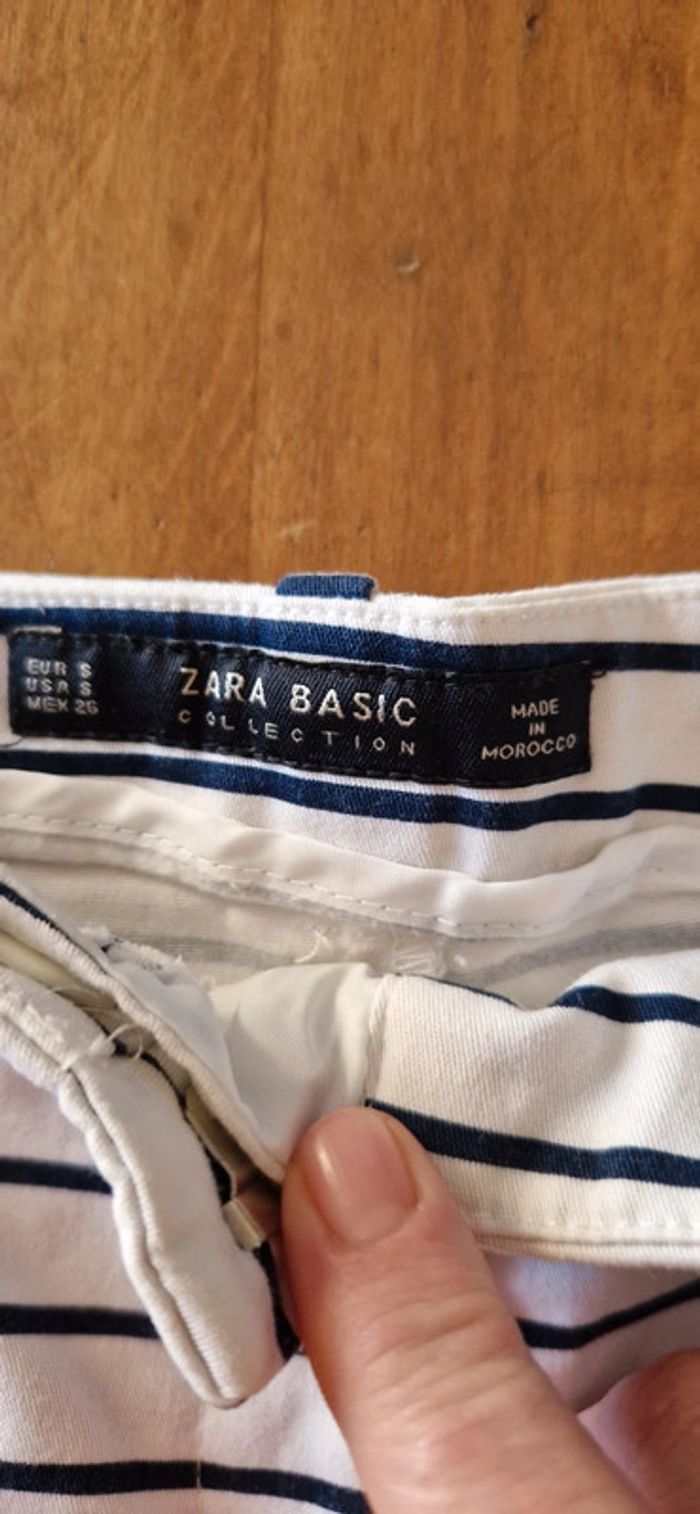 Short blanc rayures bleues taille S Zara - photo numéro 5