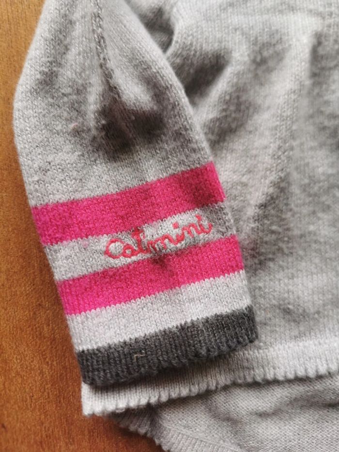 🌼 Catimini pull tout doux 🇨🇵 crée en France brodé fleurs souris gris rose 1 mois 53cm - photo numéro 3