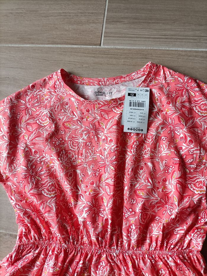 Robe fille 12 ans manches courtes orange fleurs Gémo  été Neuve - photo numéro 2