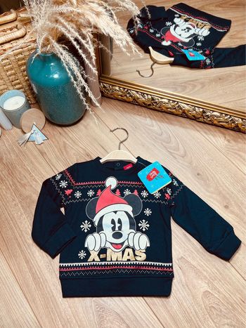 Taille 6 mois sweat-shirt de Noël NEUF garçon Disney bleu marine * Mickey * 💙