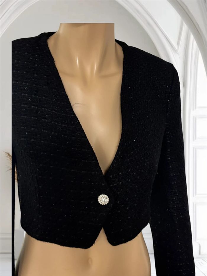 Veste courte  Zara taille s noir brillante - photo numéro 4