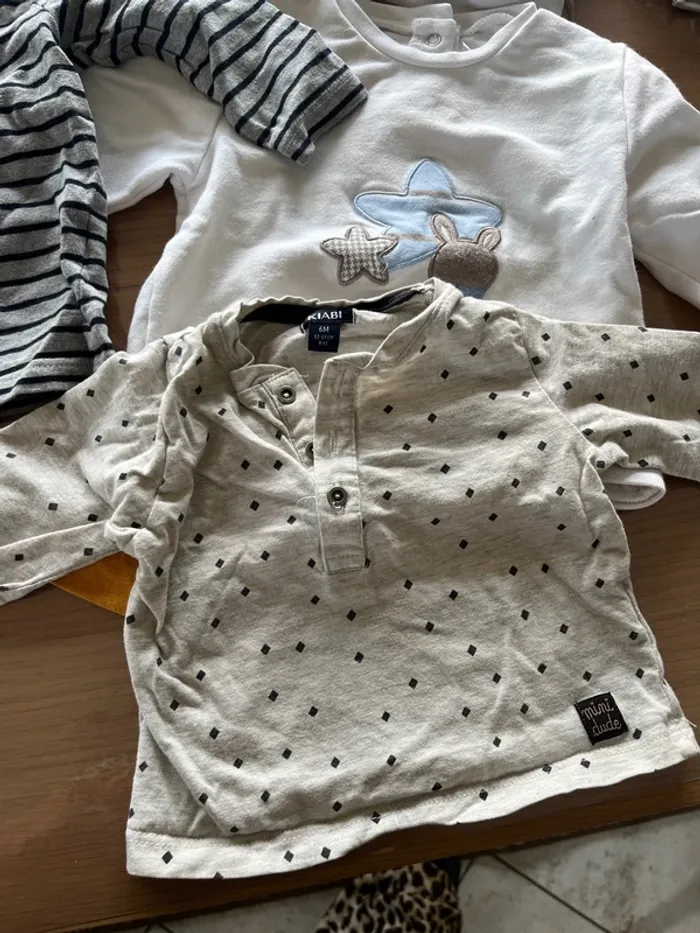 Lot 7 t-shirt manche longue bébé garçon 6 mois - photo numéro 2