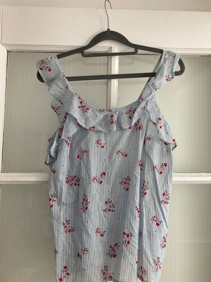 Débardeur à volants neuf Vero Moda rayures et fleur - photo numéro 2